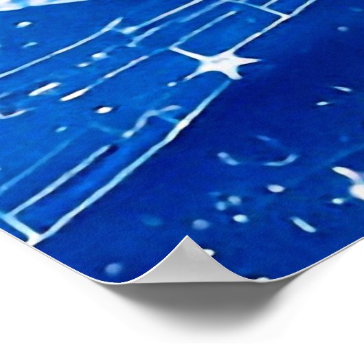 青いパステル絵画の落ち着いた色の水色1 ポスター (角)