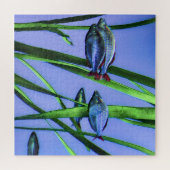 青いパズルに草を植えた魚 ジグソーパズル (横)