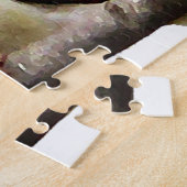 青いパズルの黄色いGoldfinchの鳥 ジグソーパズル (側面)