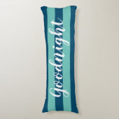 青いパタエレガントーンとストライプのことわざグッドナイト ボディピロー (正面縦)