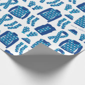 青いパターアーガイルンアイテムの折り返し紙 – 大 ラッピングペーパー (角)