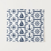 青いパターンで海上 タペストリー (正面(横))