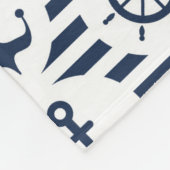 青いパターンで海上 フリースブランケット (角)