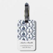 青いパターンで海上 ラゲッジタグ (裏面縦)
