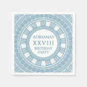 青いパターンのギリシャのトガの誕生日パーティー スタンダードカクテルナプキン (正面)