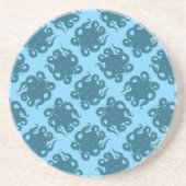 青いパターンのタコ コースター (正面)