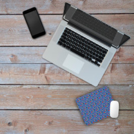 青いパターンのフローラポピー野花マウスパッド マウスパッド