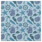青いパターンの航海のな陰 ファブリック (見本)