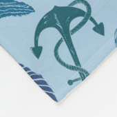 青いパターンの航海のな陰 フリースブランケット (角)