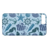 青いパターンの航海のな陰 Case-Mate iPhoneケース (裏面(横))
