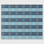 青いパターンのXOXO、暖かいハグとキスストライプの ラッピングペーパー (フラット)