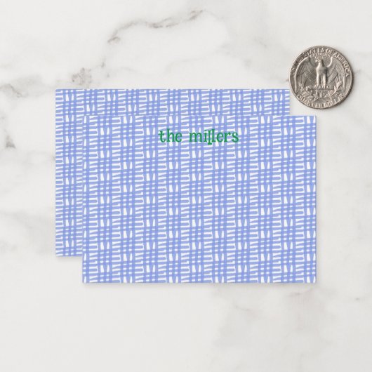 青いパターン(の模様が)あるフラットノートカード ノートカード (正面/裏面インサイチュ)