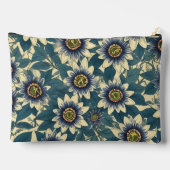 青いパッションフラワーパターン アクセサリーポーチ (裏面)