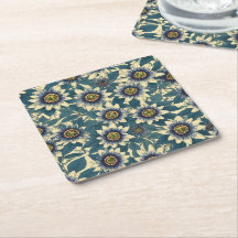 青いパッションフラワーパターン