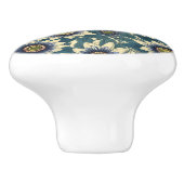 青いパッションフラワーパターン セラミックノブ (側面)