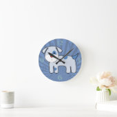 青いパッチの子犬媒体の時計 ラウンド壁時計 (ホーム)