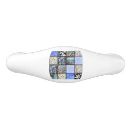 青いパッチフェイクワークキルティングパターン セラミックノブ