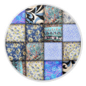 青いパッチフェイクワークキルティングパターン セラミックノブ (正面)