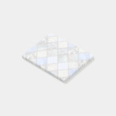 青いパッチフェイクワークキルティングパターン ポストイット (アングル)