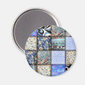 青いパッチフェイクワークキルティングパターン マグネット (正面/裏面)