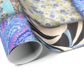 青いパッチフェイクワークキルティングパターン ラッピングペーパー (ロールコーナー)