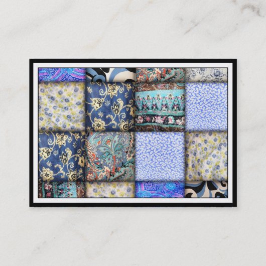 青いパッチフェイクワークキルティングパターン 名刺 (正面)