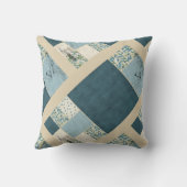 青いパッチワークの対角装飾用クッション クッション (裏面)