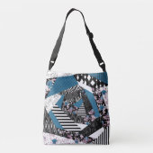 青いパッチワーク人気がある，パッチワーク，フォーク，素朴， クロスボディバッグ (裏面)