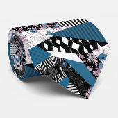 青いパッチワーク人気がある,パッチワーク,フォーク,素朴, ネクタイ (ロール)