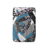 青いパッチワーク人気がある,パッチワーク,フォーク,素朴, バスマット (正面縦)