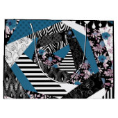 青いパッチワーク人気がある，パッチワーク，フォーク，素朴， ラージペーパーバッグ (裏面)