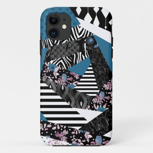 青いパッチワーク人気がある，パッチワーク，フォーク，素朴， Case-Mate iPhoneケース (裏面)