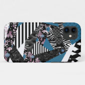 青いパッチワーク人気がある，パッチワーク，フォーク，素朴， Case-Mate iPhoneケース (裏面(横))