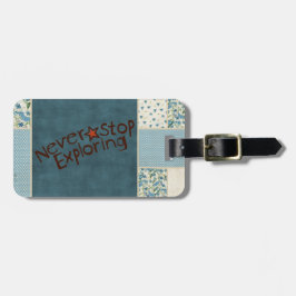 青いパッチワーク荷物タグ ラゲッジタグ