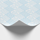 青いパッチワーク ラッピングペーパー (角)