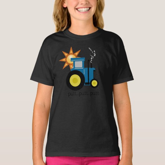 青いパットのパットのトラクター Tシャツ (正面)