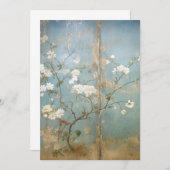 青いパネルを熟成した陳腐な陶器 招待状 (正面/裏面)