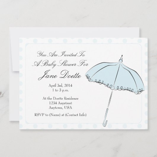青いパラソルのシャワー 招待状 (正面)
