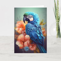 青いパラ鳥のグリーティングカード