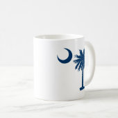 青いパルメット コーヒーマグカップ (正面右)