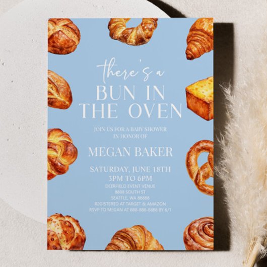 青いパンの赤ちゃんシャワーにパンがある 招待状