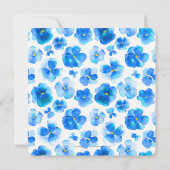 青いパンジーの水彩画の花の結婚式招待状 招待状 (裏面)