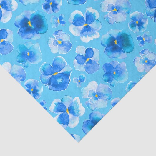 青いパンジーの水彩画の花の芸術のティッシュペーパー 薄葉紙 (詳細)