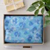 青いパンジーの水彩画の花の芸術のティッシュペーパー 薄葉紙 (ギフト)