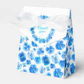 青いパンジーの花の水彩画アートの感謝を表す箱 フェイバーボックス (正面サイド)