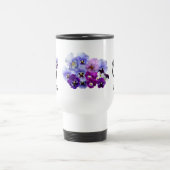 青いパンジーの花の聴診器のデザインの医師・看護師マグカップ トラベルマグ (中央)