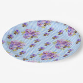 青いパンジーの花柄のパーティープレート ペーパープレート (アングル)