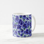 青いパンジーの花 コーヒーマグカップ (正面右)