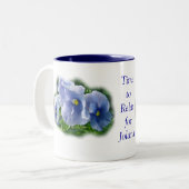 青いパンジーはマグカスタマイズ、個人化なります ツートーンマグカップ (正面左)