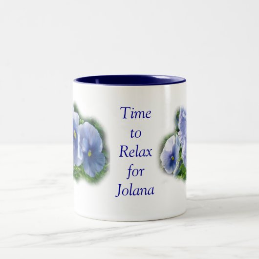 青いパンジーはマグカスタマイズ、個人化なります ツートーンマグカップ (中央)